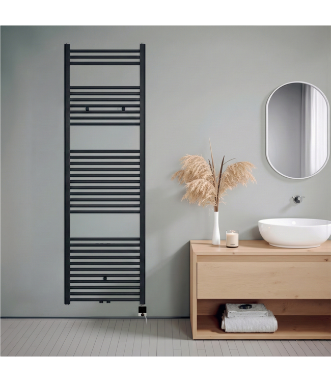  180x60 cm - Radiateur sèche-serviettes électrique Oppio Future Noir (Ral 9005) 1214 Watt