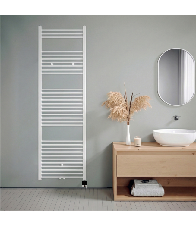  180x60 cm - Radiateur sèche-serviettes électrique Oppio Future Blanc (Ral 9016) 1214 Watt