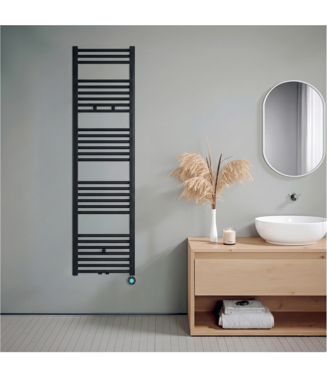  160x40 cm - Radiateur sèche-serviettes électrique Oppio ECO Digital Matt Black (Ral 9005)