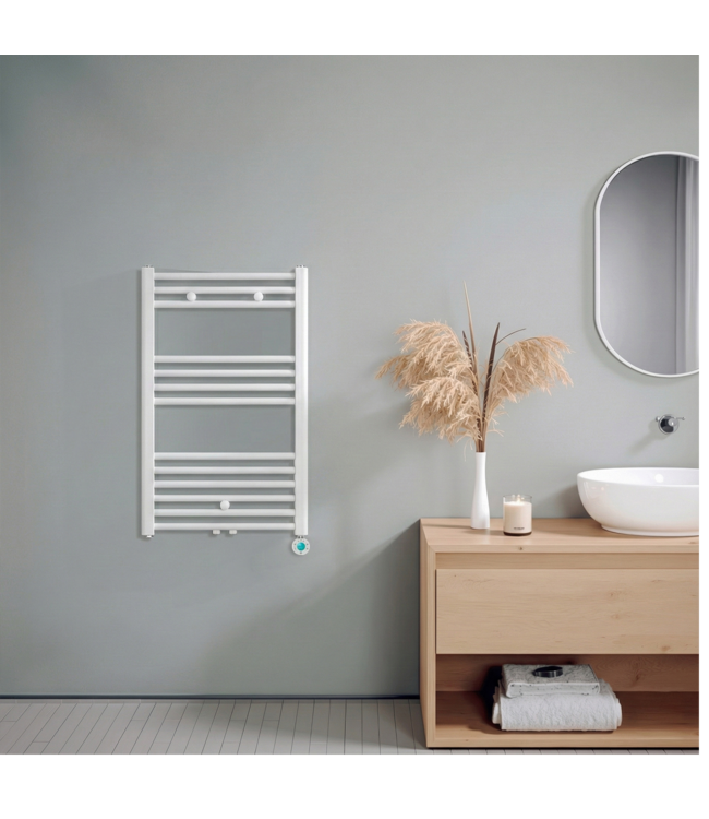  80x50 cm – Oppio ECO Digital WiFi elektrische handdoekradiator – Wit (RAL 9016)