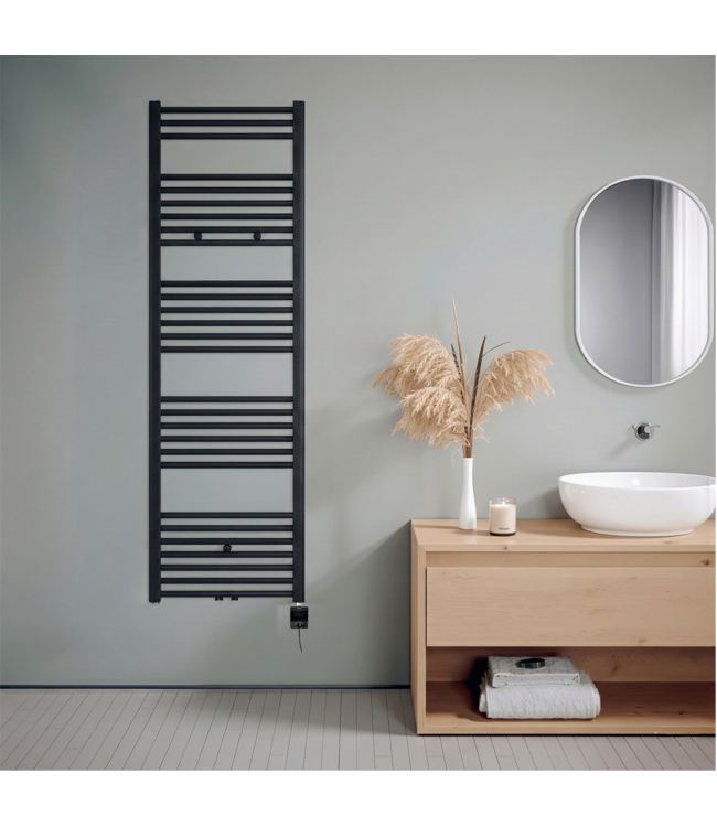  160x50 cm - Radiateur sèche-serviettes électrique Oppio Future Noir (Ral 9005) 906 Watt