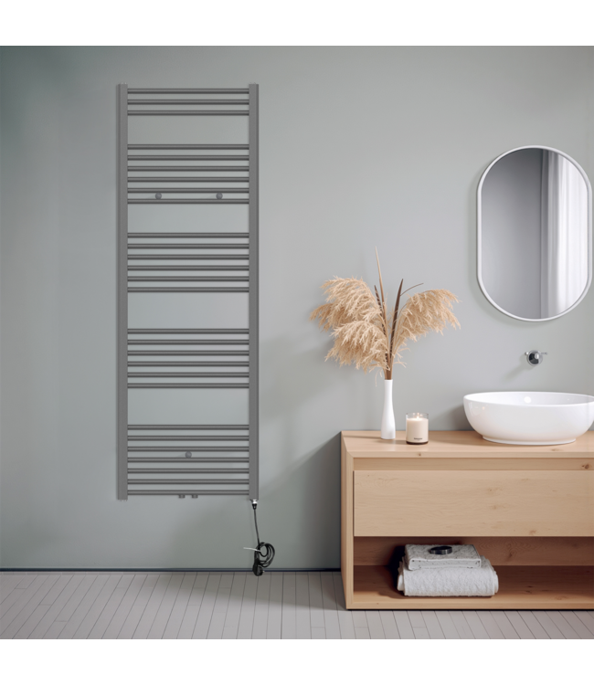  160x60 cm - Radiateur sèche-serviettes électrique Oppio E-Basic Anthracite Mat (Ral 7016) 1072 Watt