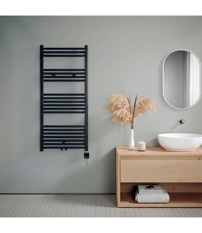  120x60 cm - Radiateur sèche-serviettes électrique Oppio Future Noir (Ral 9005) 794 Watt