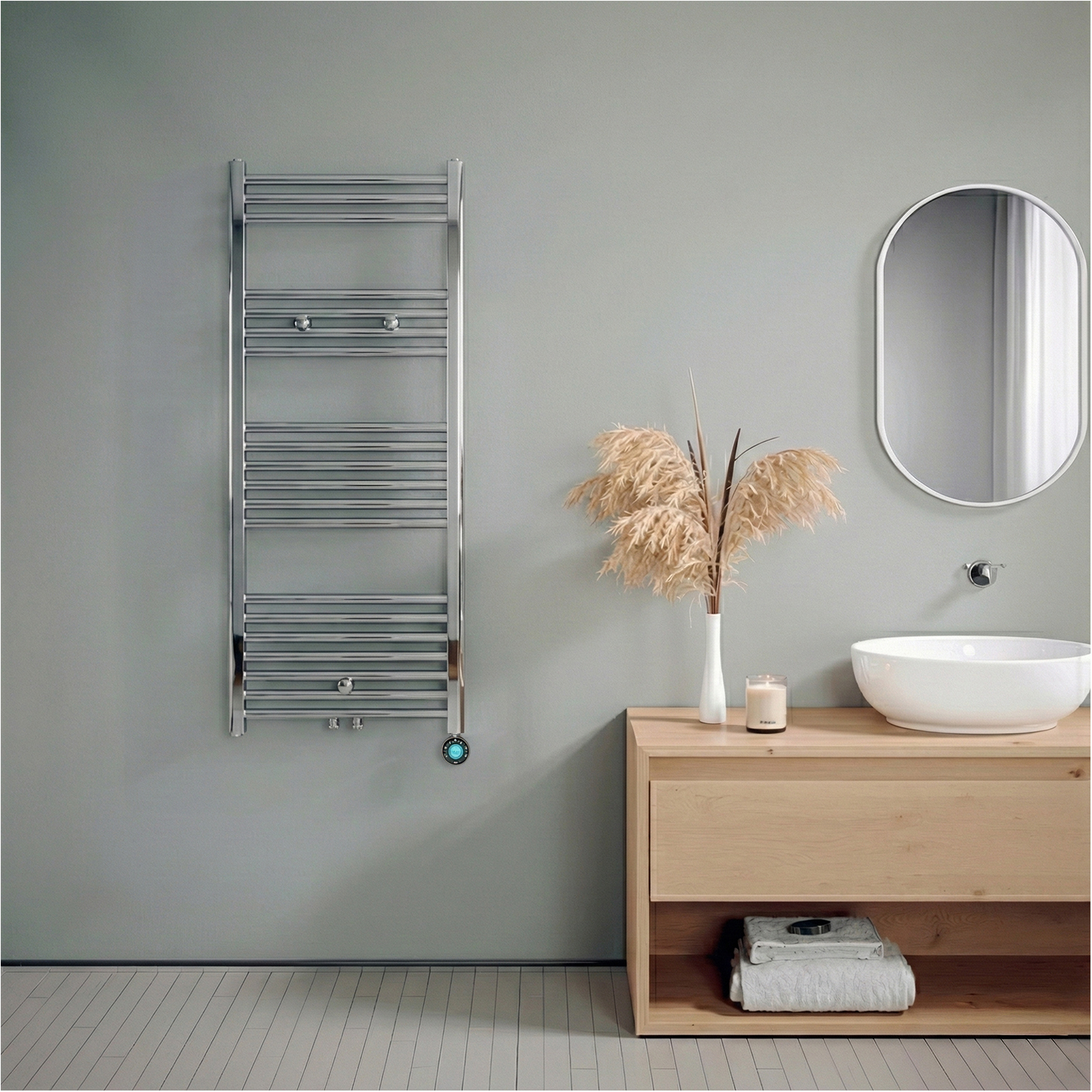 Prime Sanitair | Elektrische Handdoek radiator – Met thermostaat – 1200×500 mm – Mat zwart – 500 Watt