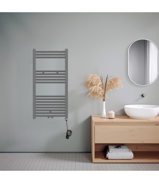  100x50 cm - Radiateur sèche-serviettes électrique Oppio E-Basic Anthracite Mat (Ral 7016) 564 Watt