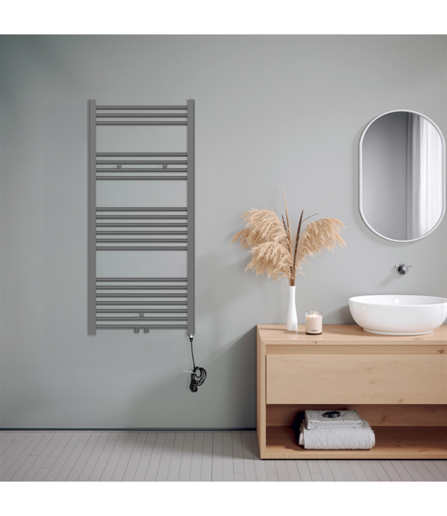  120x60 cm - Radiateur sèche-serviettes électrique Oppio E-Basic Anthracite Mat (Ral 7016) 794 Watt