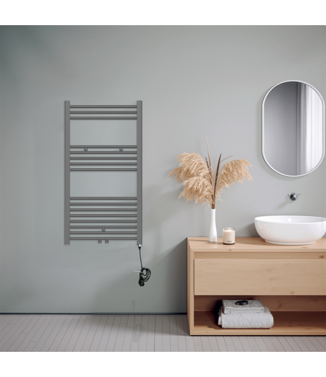  100x60 cm - Radiateur sèche-serviettes électrique Oppio E-Basic Anthracite Mat (Ral 7016) 667 Watt