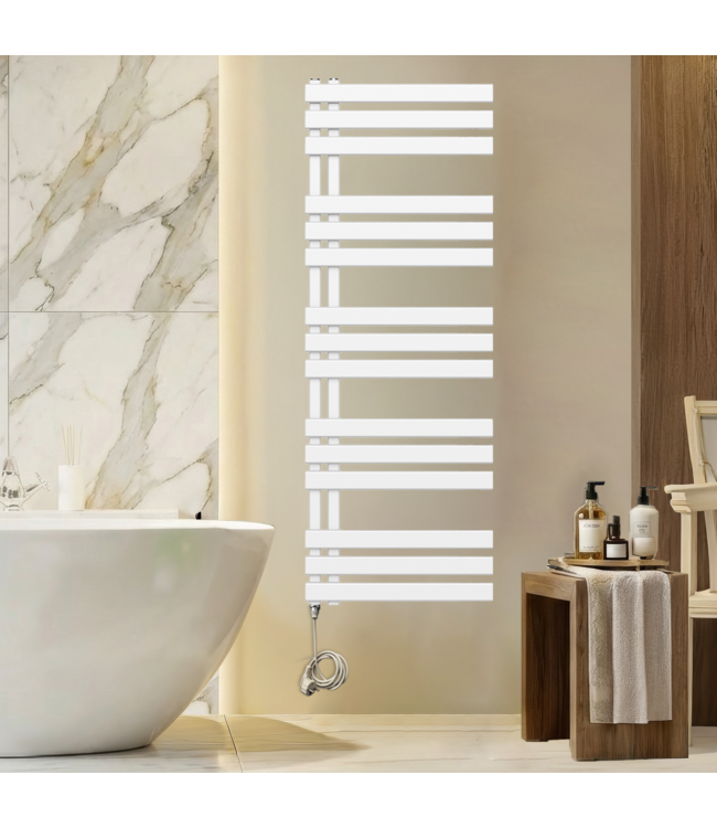  140x60 cm - Radiateur sèche-serviettes électrique Oppio Elite E-Basic Blanc (Ral 9016) 983 Watt