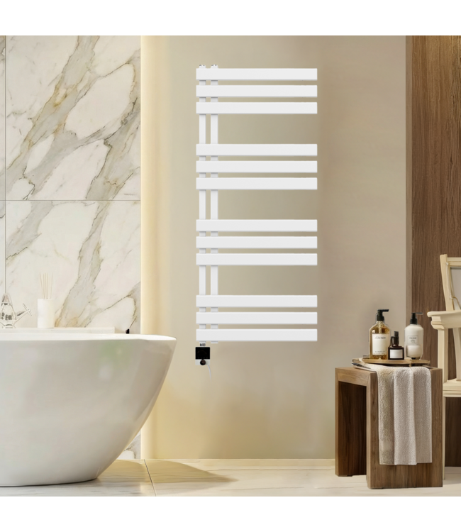  115x40 cm - Oppio Elite Future Wit (Ral 9016) elektrische Handdoekradiator 600 Watt