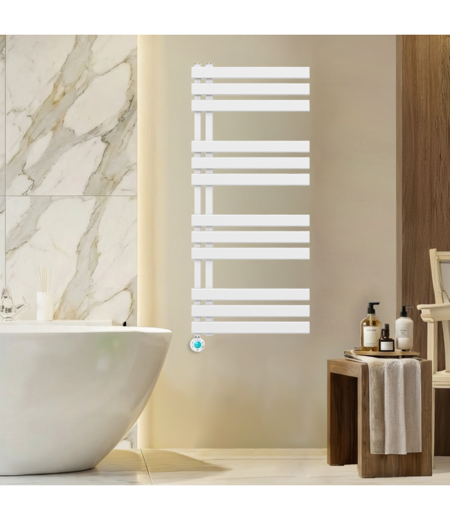  115x50 cm - Radiateur sèche-serviettes électrique Oppio Elite Smart WiFi - Blanc (Ral 9016)
