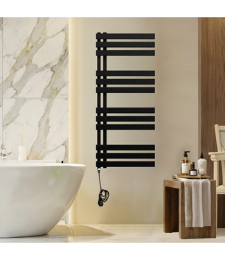 Oppio 115x40 cm - Radiateur sèche-serviettes électrique Oppio Elite E-Basic Noir Mat (Ral 9005) 600 Watt Oppio 115x40 cm - Radiateur sèche-serviettes électrique Oppio Elite E-Basic Noir Mat (Ral 9005) 600 Watt