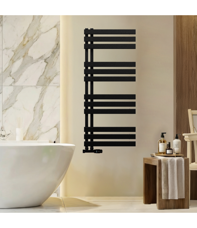  115x40 cm - 600 watts - Radiateur sèche-serviettes Oppio Elite - Noir mat (Ral 9005)