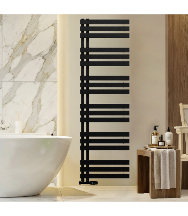  164x40 cm - 764 Watt - Oppio Elite Handdoekradiator - Mat Zwart (Ral 9005)