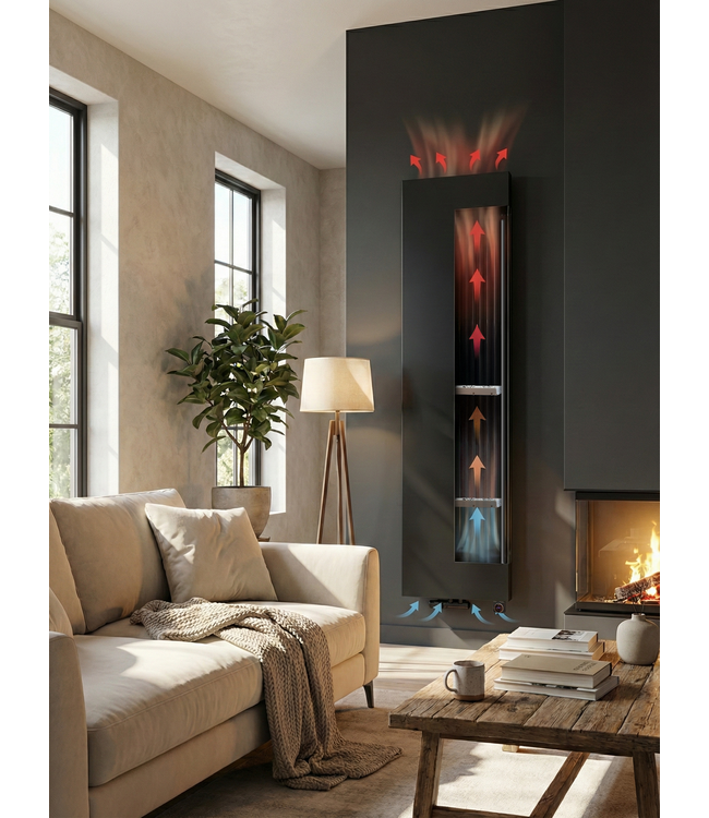  160x60 cm Type 22 - 3138 Watt - Duo Hybride Verticale radiator met Wifi functie - vlakke voorzijde - Mat Zwart (Ral 9005)