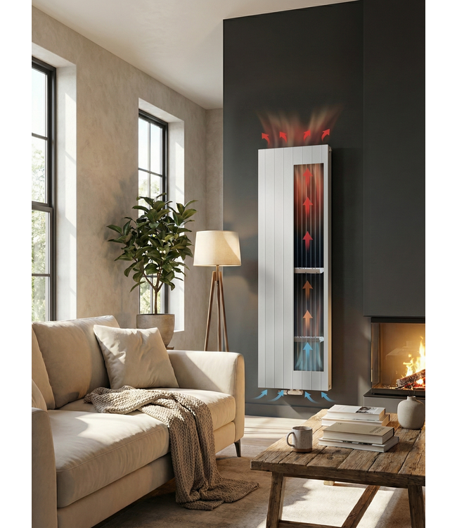  160x60 cm Type 22 - 3138 Watt - Duo Hybride Verticale radiator met Wifi functie - gegroefde voorzijde - Wit (Ral 9016)