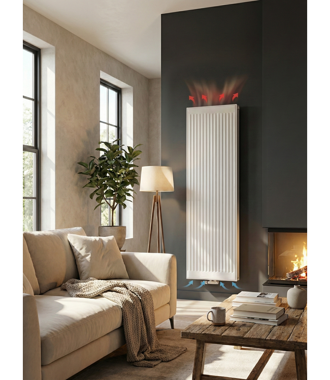  180x40 cm Type 22 - 2293 Watt - ECA Hybride Verticale radiator geribbelde voorzijde - Wit (Ral 9016)