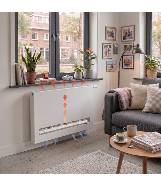  60x80 cm Type 11 8+ Hybride - 1081 Watt - ECA radiateur à panneaux avec 8 raccords - face avant lisse - Blanc