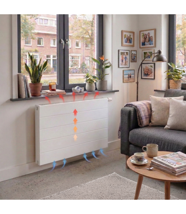  50x80 cm Type 11 8+ Hybride - 928 Watt - ECA radiateur à panneaux avec 8 raccords - face avant rainurée - Blanc