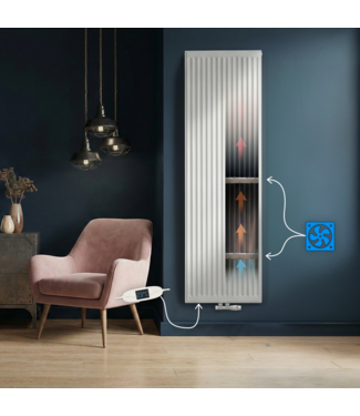 ECA 200x70 cm Type 22 - 4544 Watt - ECA Hybride Verticale radiator geribbelde voorzijde - Wit (Ral 9016)