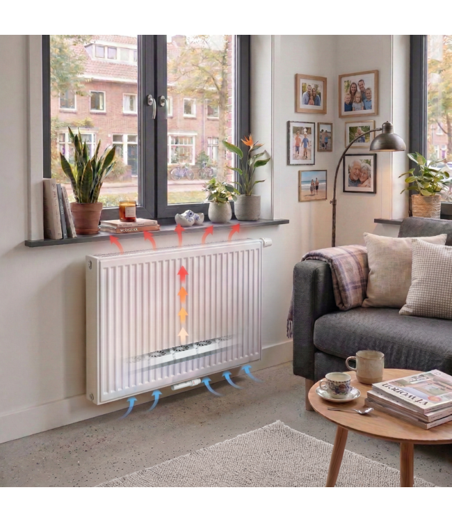  50x260 cm Type 22 8+ Hybride - 5899 Watt - ECA radiateur à panneaux avec 8 raccords - face avant nervurée - Blanc