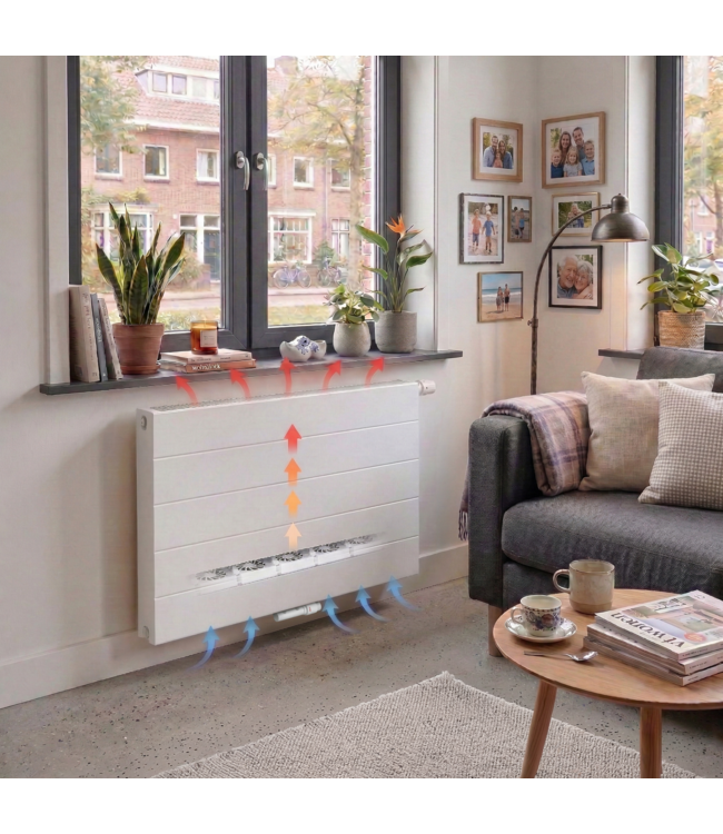  40x220 cm Type 22 8+ Hybride - 4073 Watt - ECA radiateur à panneaux avec 8 raccords - face avant rainurée - Blanc