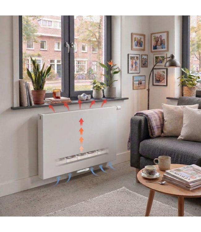  90x100 cm Type 33 - 4974 Watt - ECA Hybride 8+ Vlakke Paneelradiator met ingebouwde boosters - Wit