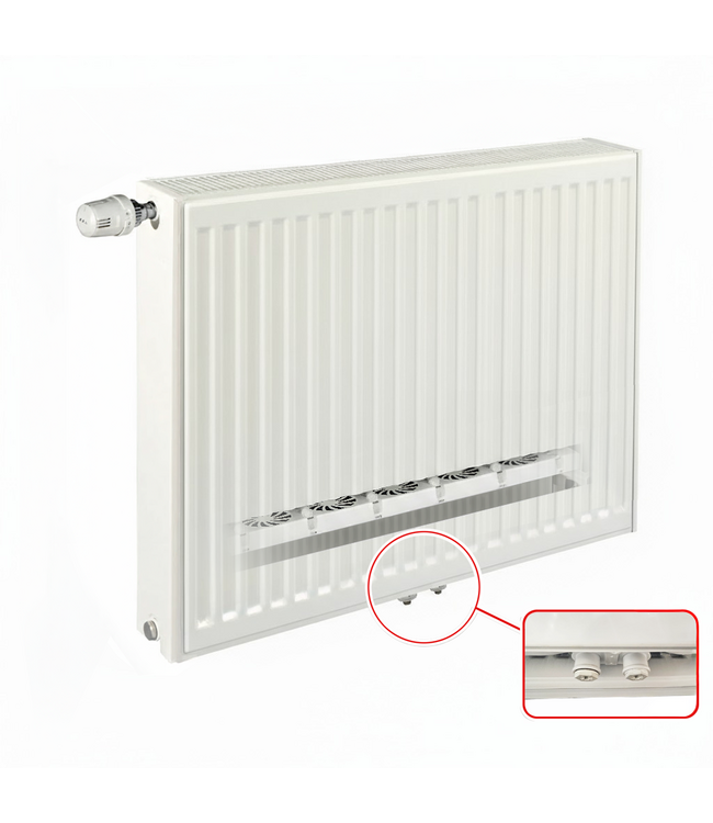  60x60 cm Type 22 8+ Hybride - 1511 Watt - ECA radiateur à panneaux avec 8 raccords - face avant nervurée - Blanc