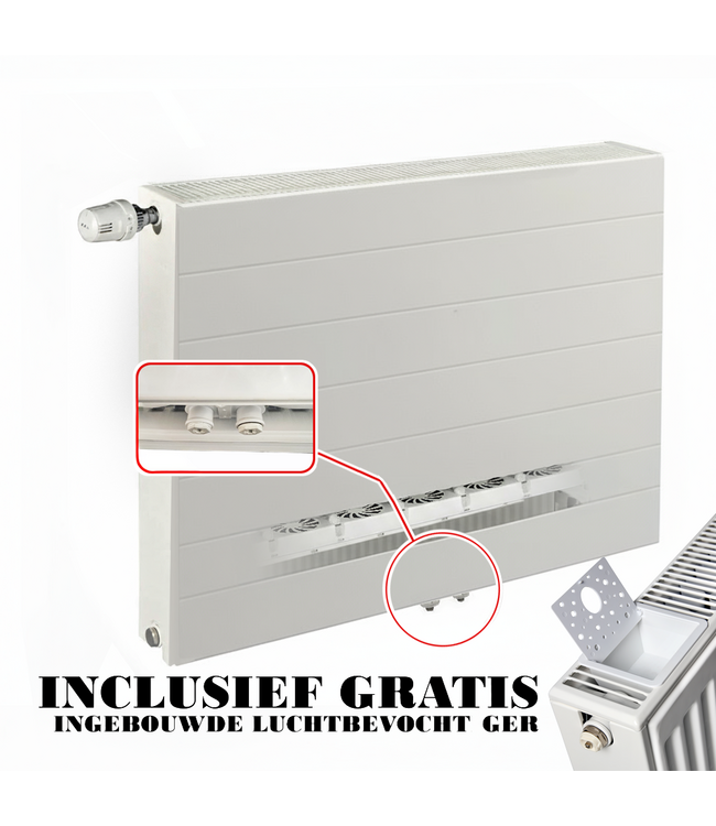  40x200 cm Type 22 8+ Hybride - 3588 Watt - ECA radiateur à panneaux avec 8 raccords - face avant rainurée - Blanc