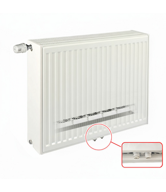 ECA 90x120 cm Type 33 - 5967 Watt - ECA Hybride 8+ Geribbelde Paneelradiator met ingebouwde boosters - Wit ECA 90x120 cm Type 33 - 5967 Watt - ECA Hybride 8+ Geribbelde Paneelradiator met ingebouwde boosters - Wit