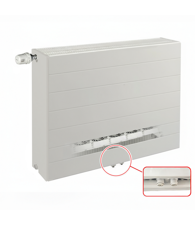  30x80 cm Type 33 8+ Hybride - 1724 Watt - ECA radiateur à panneaux avec 8 raccords - face avant rainurée - Blanc