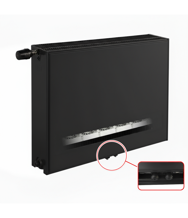  30x100 cm Type 33 8+ Hybride - 2140 Watt - ECA radiateur à panneaux avec 8 raccords - face avant lisse - Noir
