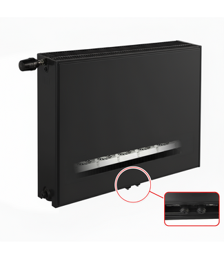 ECA 30x120 cm Type 33 - 2556 Watt - ECA Hybride 8+ Vlakke Paneelradiator met ingebouwde boosters - Zwart