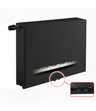 ECA 50x260 cm Type 33 8+ Hybride - 8233 Watt - ECA radiateur à panneaux avec 8 raccords - face avant lisse - Noir ECA 50x260 cm Type 33 8+ Hybride - 8233 Watt - ECA radiateur à panneaux avec 8 raccords - face avant lisse - Noir