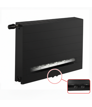 ECA 30x220 cm Type 33 8+ Hybride - 4638 Watt - ECA radiateur à panneaux avec 8 raccords - face avant rainurée - Noir ECA 30x220 cm Type 33 8+ Hybride - 4638 Watt - ECA radiateur à panneaux avec 8 raccords - face avant rainurée - Noir