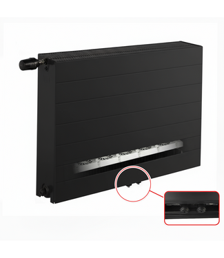 ECA 30x260 cm Type 33 8+ Hybride - 5473 Watt - ECA radiateur à panneaux avec 8 raccords - face avant rainurée - Noir ECA 30x260 cm Type 33 8+ Hybride - 5473 Watt - ECA radiateur à panneaux avec 8 raccords - face avant rainurée - Noir