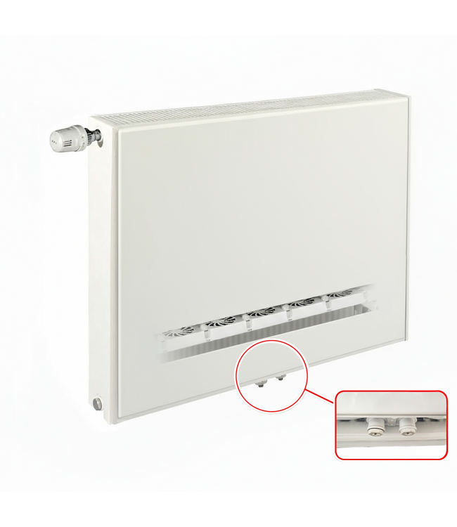  60x80 cm Type 11 8+ Hybride - 1081 Watt - ECA radiateur à panneaux avec 8 raccords - face avant lisse - Blanc