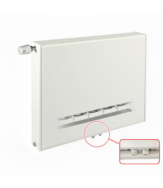  90x120 cm Type 11 8+ Hybride - 2277 Watt - ECA radiateur à panneaux avec 8 raccords - face avant lisse - Blanc