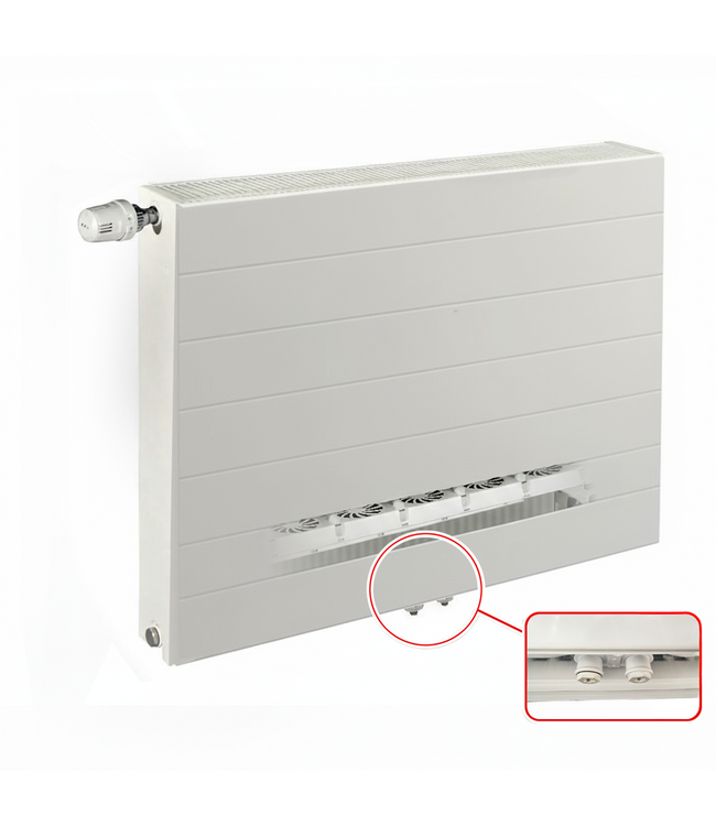  60x80 cm Type 11 8+ Hybride - 1081 Watt - ECA radiateur à panneaux avec 8 raccords - face avant rainurée - Blanc