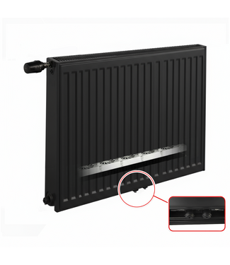 ECA 90x100 cm Type 11 8+ Hybride - 1898 Watt - ECA radiateur à panneaux avec 8 raccords - face avant nervurée - Noir