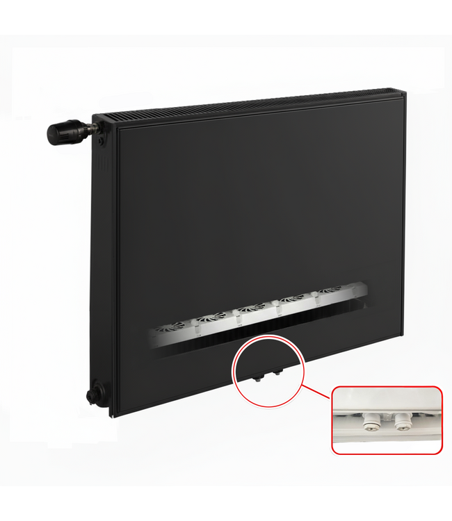 60x80 cm Type 11 8+ Hybride - 1081 Watt - ECA radiateur à panneaux avec 8 raccords - face avant lisse - Noir