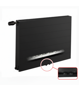 ECA 60x220 cm Type 11 - 2972 Watt - ECA Hybride 8+ Gegroefde Paneelradiator met ingebouwde boosters - Zwart