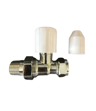 Oppio Oppio Rechte Radiatorkraan 15mm x 1/2" – Handbediend – Inclusief Afdekkap