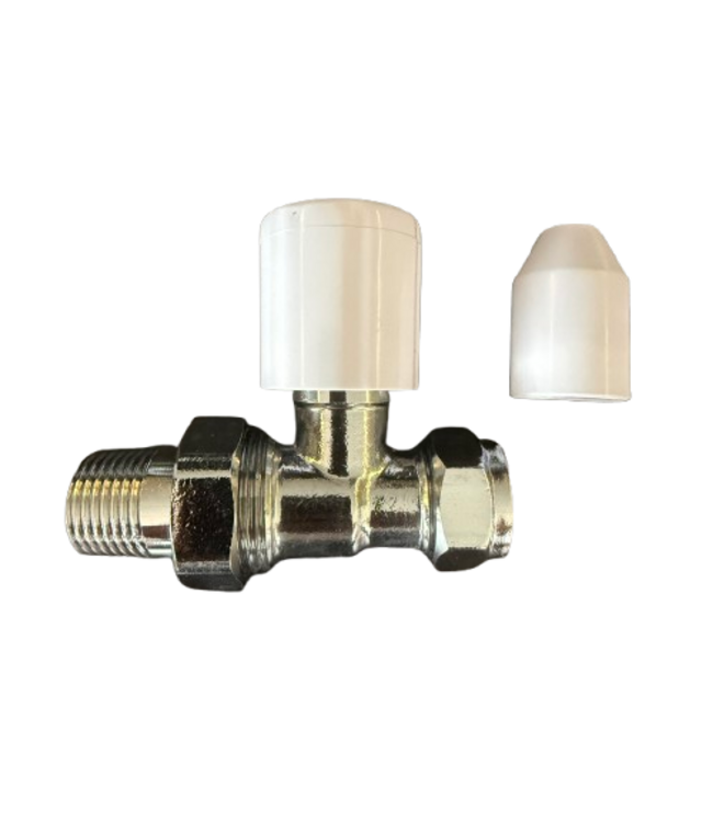  Oppio Robinet de Radiateur Droit 15mm x 1/2" – Manuel – Avec Capuchon