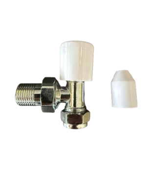 Oppio Oppio Haakse Radiatorkraan 15mm x 1/2" – Handbediend – Inclusief Afdekkap