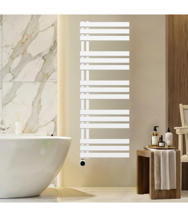  140x40 cm - Oppio Elite Smart WiFi elektrische handdoekradiator - Wit (Ral 9016)