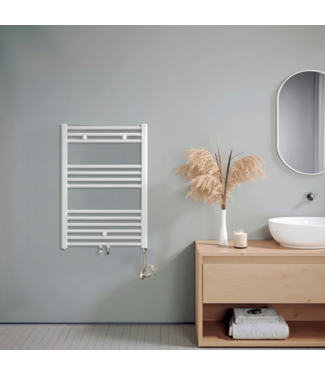 Oppio 80x60 cm - Hybride handdoekradiator E-Basis Oppio wit (RAL 9016) 547W