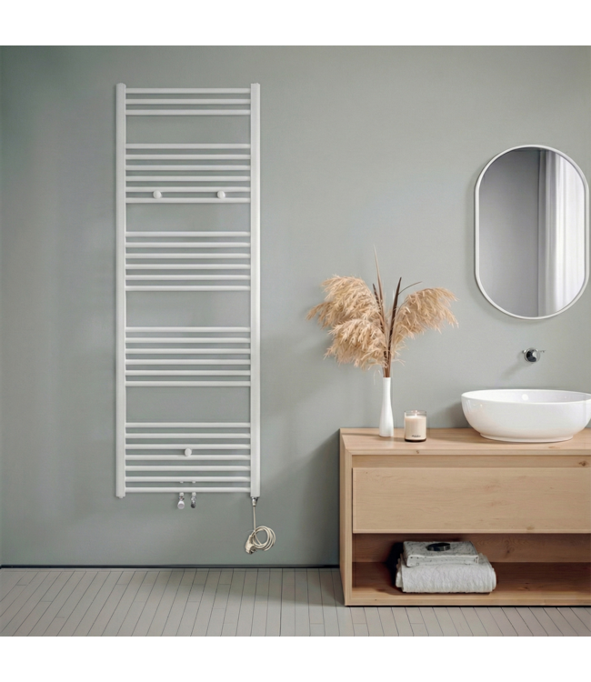  160x60 cm - Sèche-serviettes hybride E-Basic Oppio blanc (RAL 9016) 1072W
