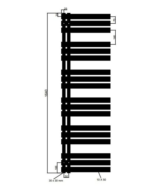  164x40 cm - Hybride handdoekradiator Elite E-Basis Oppio wit (RAL 9016) 764W