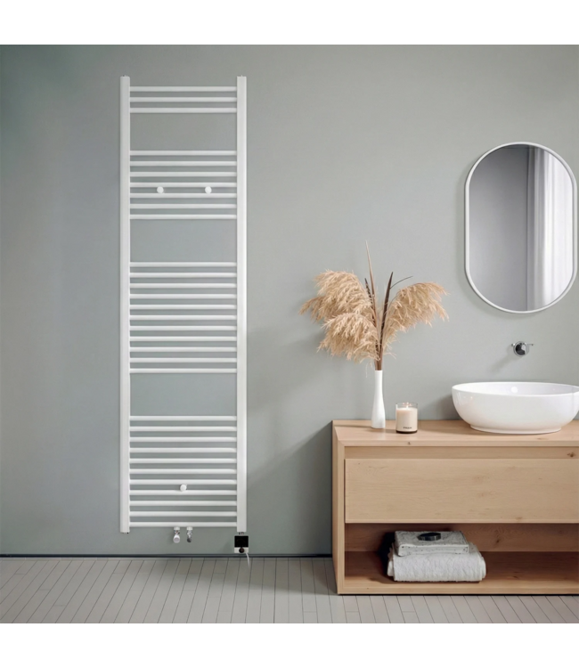  180x50 cm - Hybride handdoekradiator Future Oppio wit (RAL 9016) 1067W