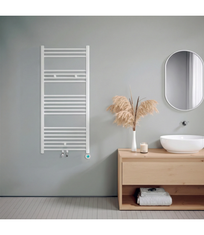  120x60 cm - Sèche-serviettes hybride Eco WiFi Oppio blanc (RAL 9016) 750W